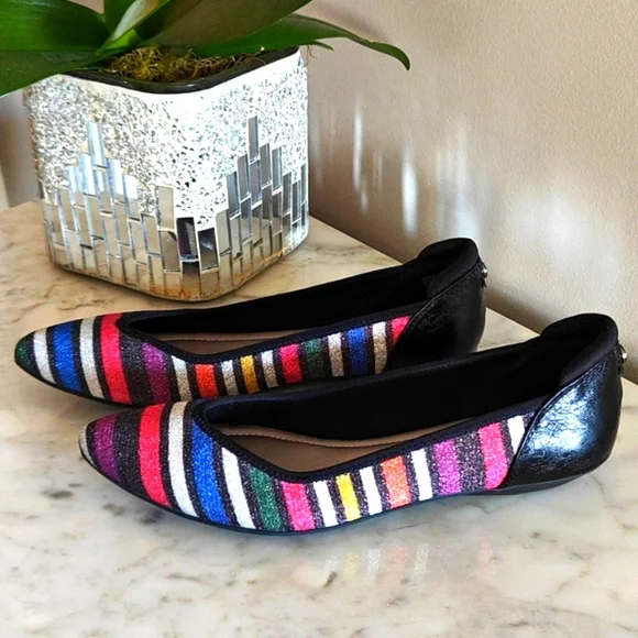 Anne Klein Sport Women's Glitter Multicolor Stripe Flat Shoes | Size 8M (NWT) - Picture 4 of 15